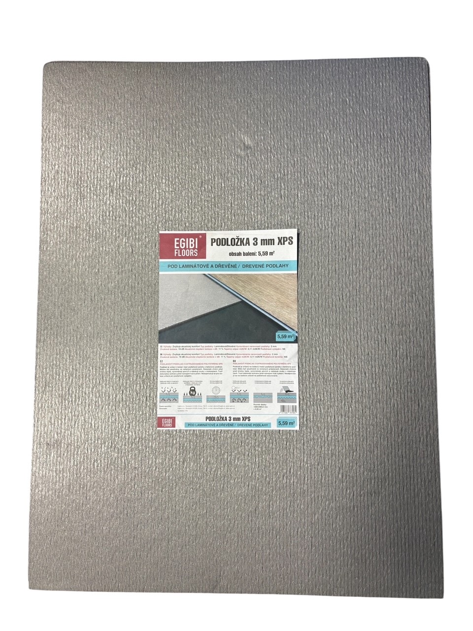 Podložka pod plovoucí podlahy 3 mm - 60x80 cm (bal. 5,59m2) XPS šedá, harmonika 